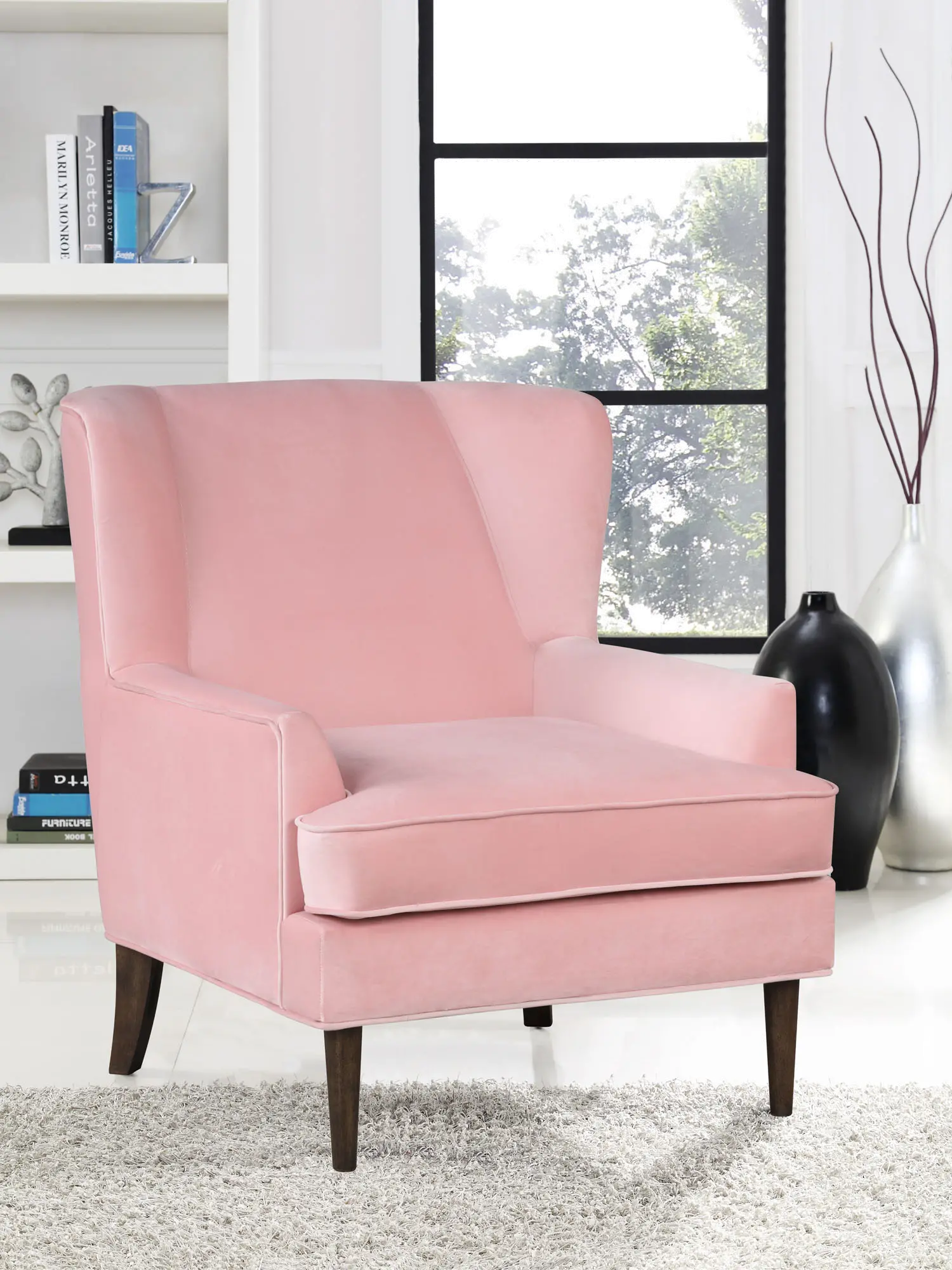 Orlando Pink Wingback Accent Chair