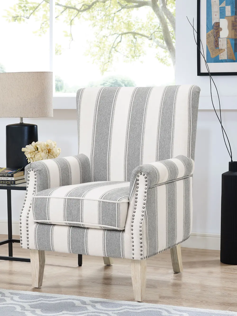 LSMSLS1BU2611 Ima Gray Striped Accent Chair-1