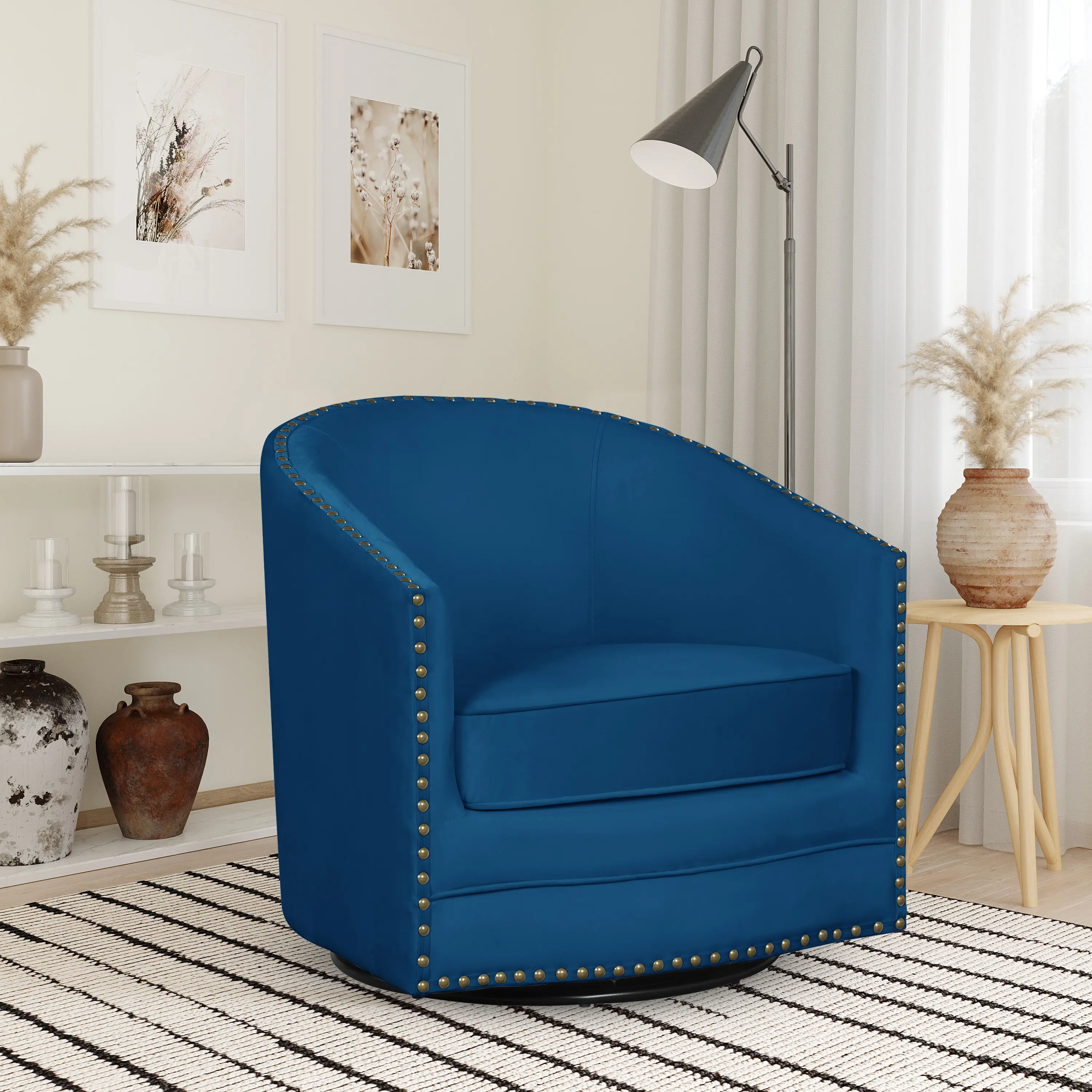 Reina Blue Swivel Tub Chair