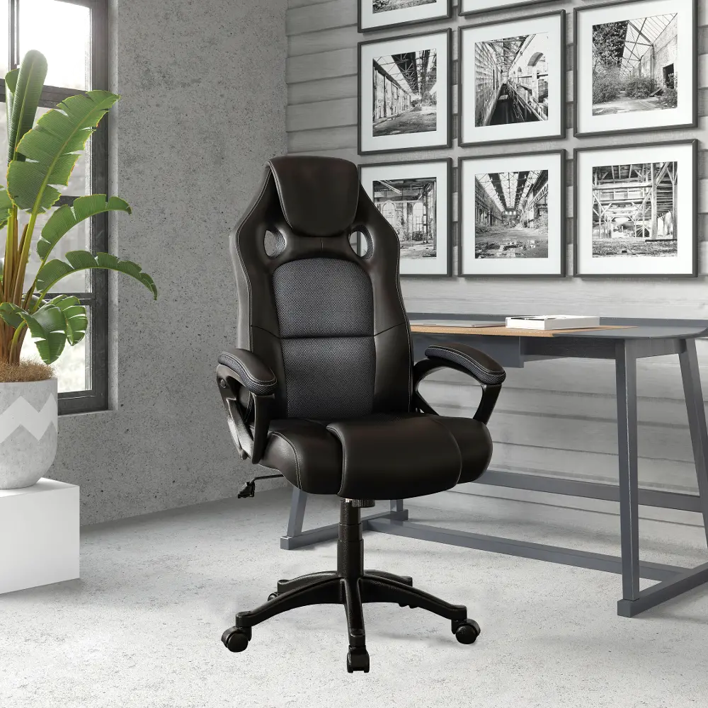 LSAKRM1011 Tannerer Gray High Back Gaming Task Chair with Vegan Leather-1