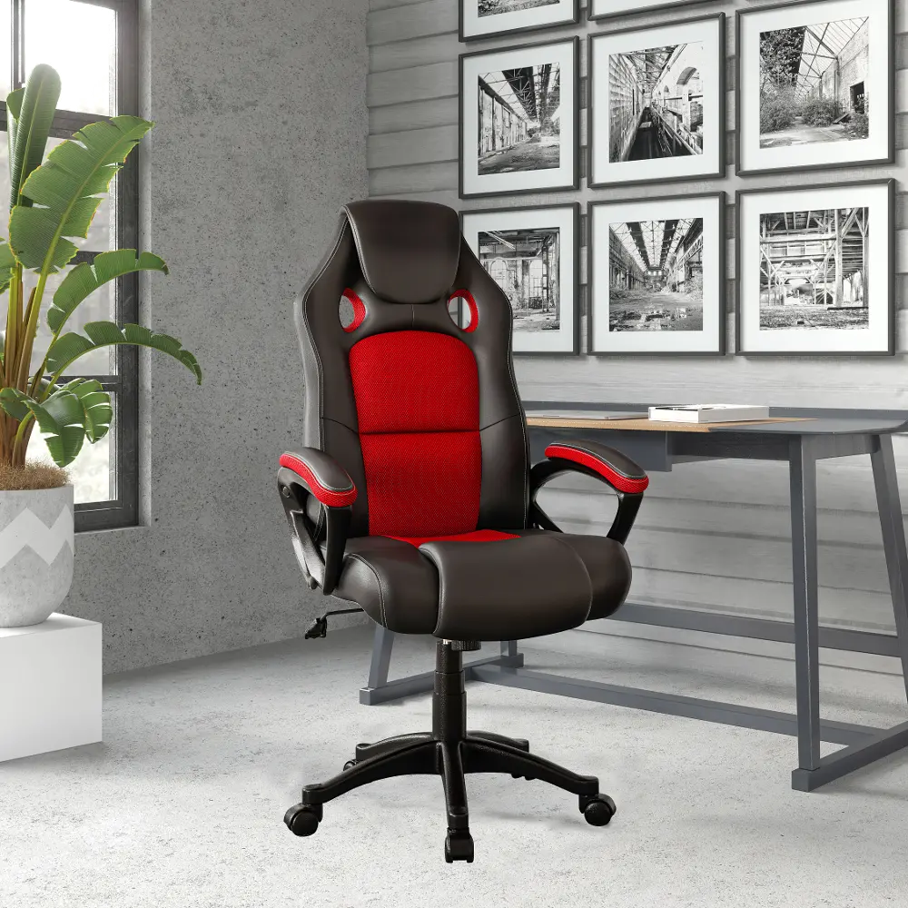 LSAKRM1028 Tannerer Red High Back Gaming Task Chair with Vegan Leather-1
