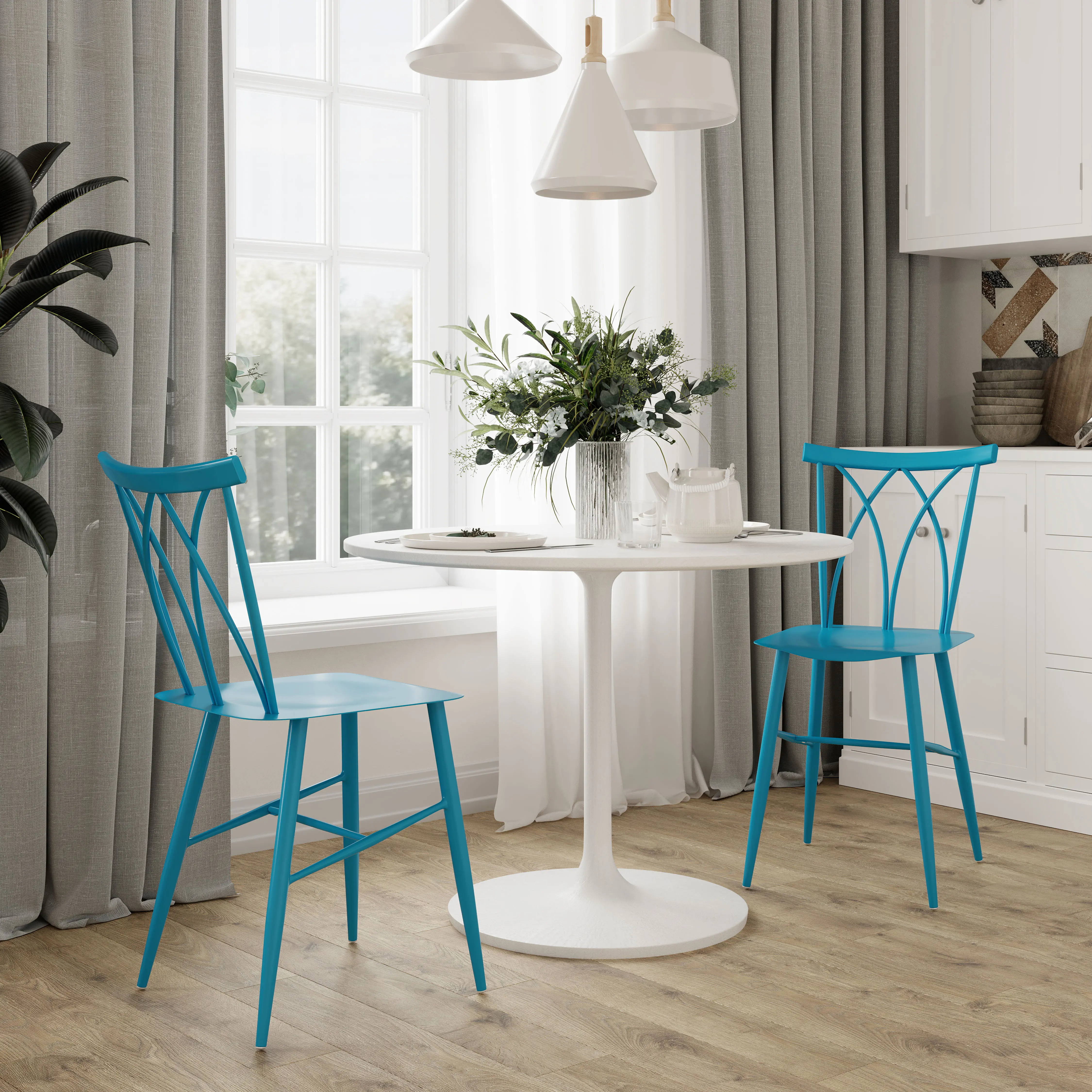 LSAVLS1BL Easton Blue Metal Dining Chair (Set of 2) sku LSAVLS1BL