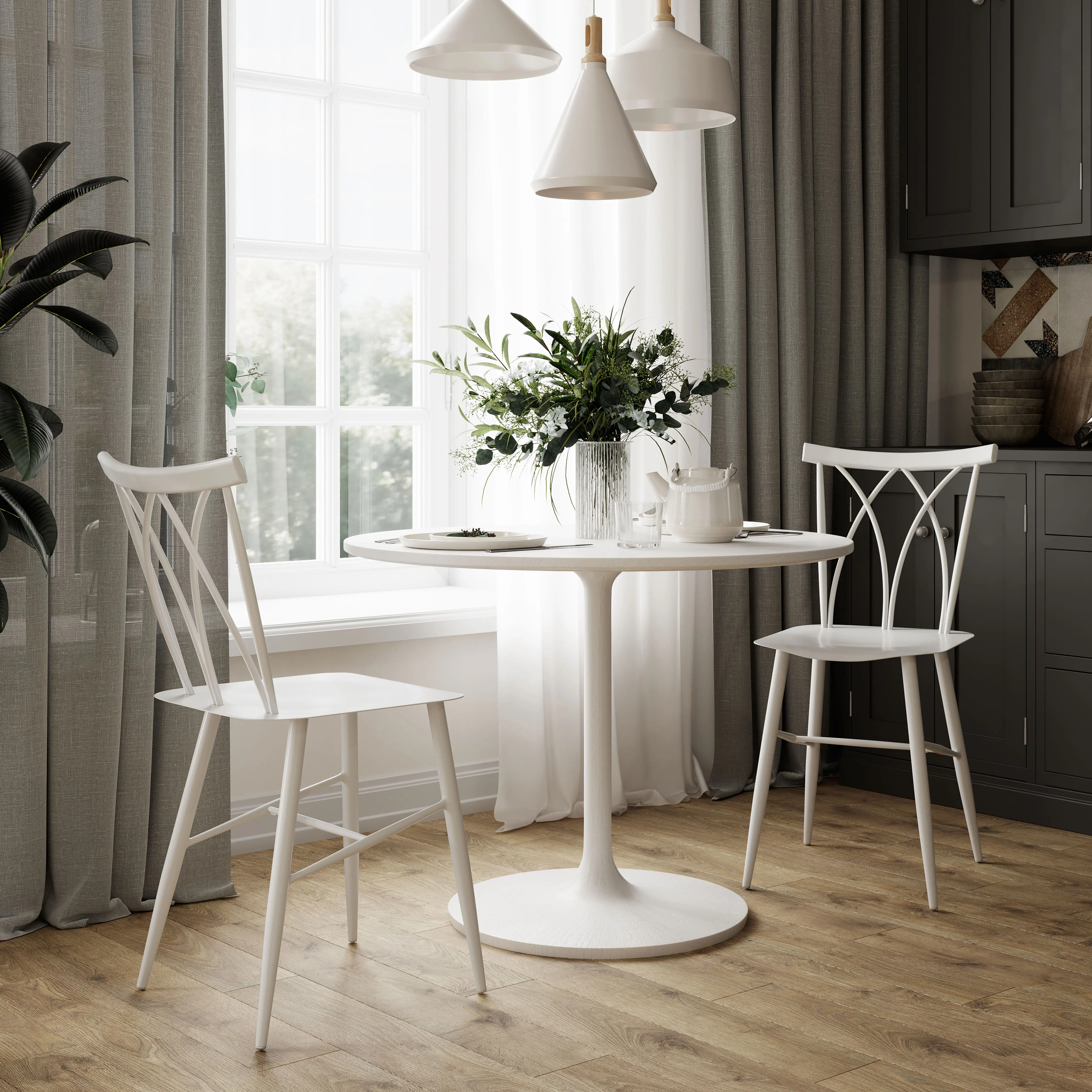 Easton White Metal Dining Room Chair (Set of 2)