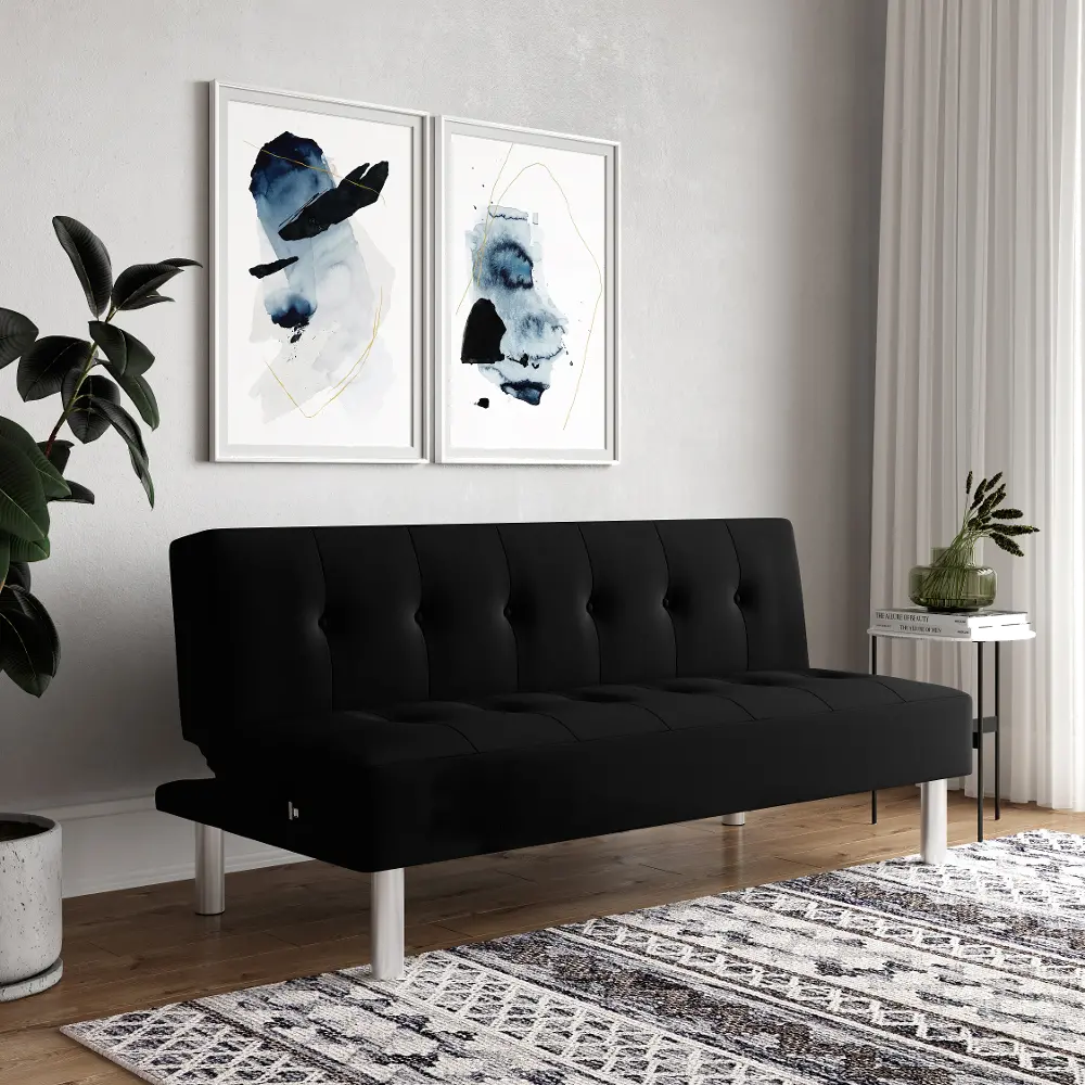 Stella Black Serta® Convertible Tufted Sofa Bed-1