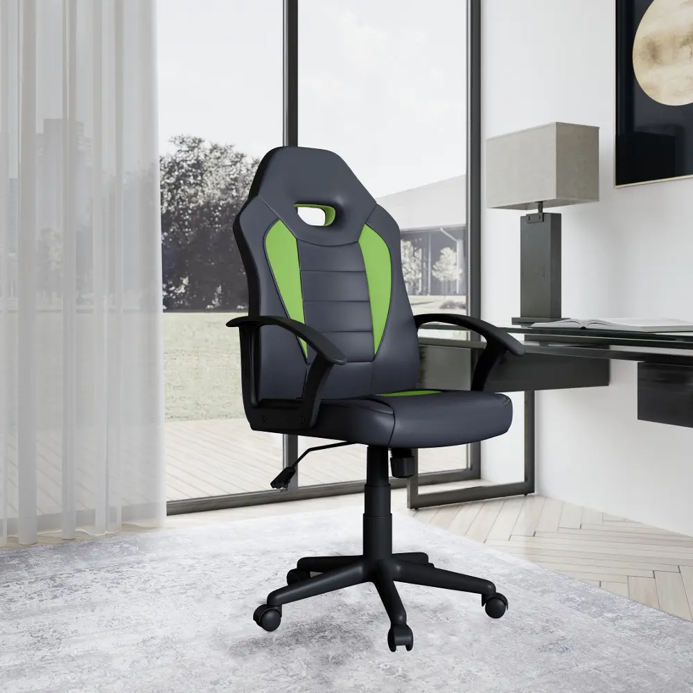 LSKPR63 Teser Green Gaming Office Chair with Vegan Leather-1