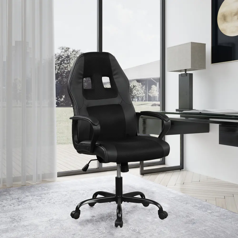 Yolanda Black Faux Leather Gaming Office Chair-1