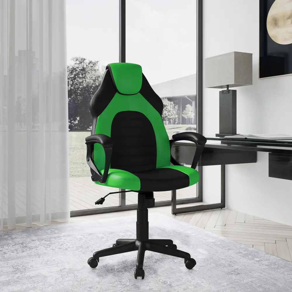 LSOMAP1063 Reina Green Vegan Leather Gaming Office Chair-1