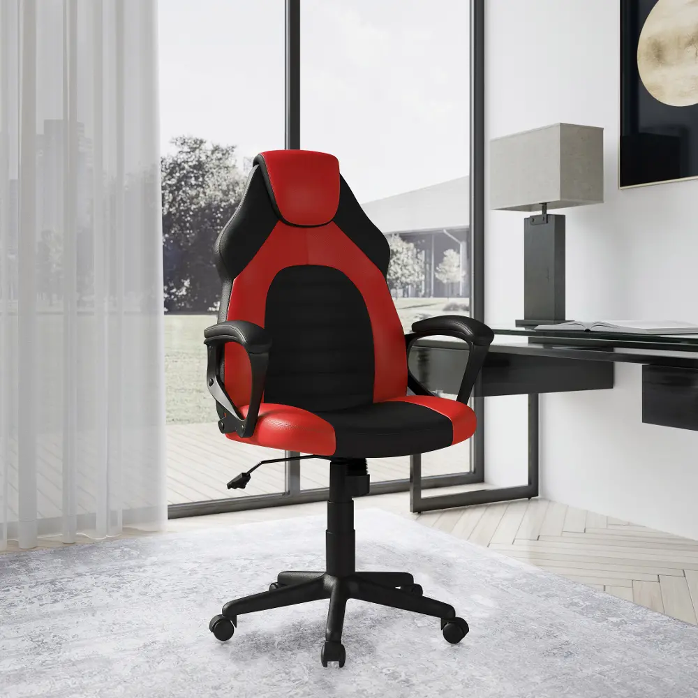 LSOMAP1028 Reina Red Vegan Leather Gaming Office Chair-1