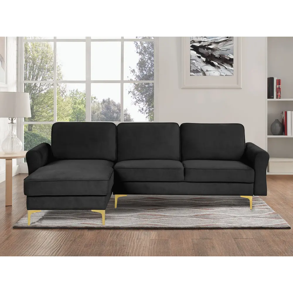 Lance Black Sectional with Reversible Chaise-1