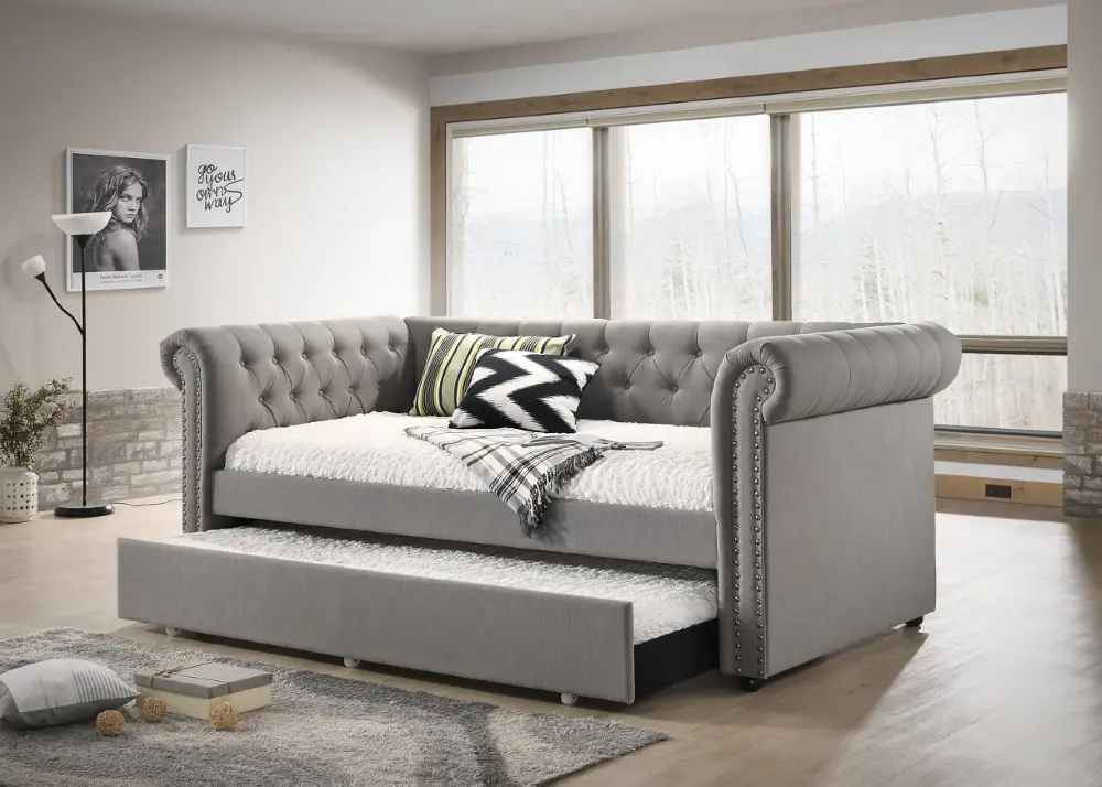 Ellie Dove Gray Twin Daybed with Trundle-1