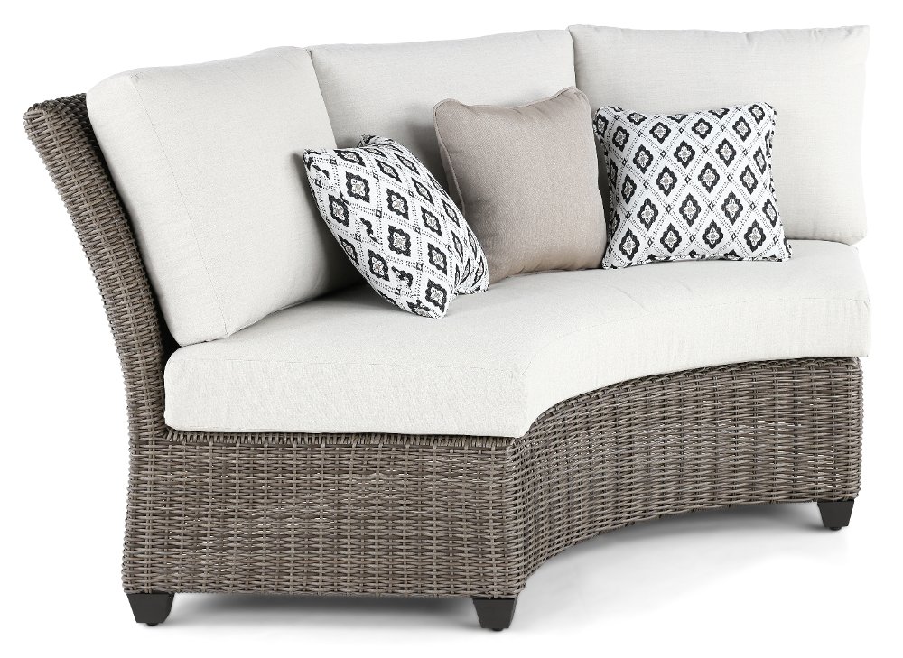Havana Brown and Off-White Curved Patio Sofa
