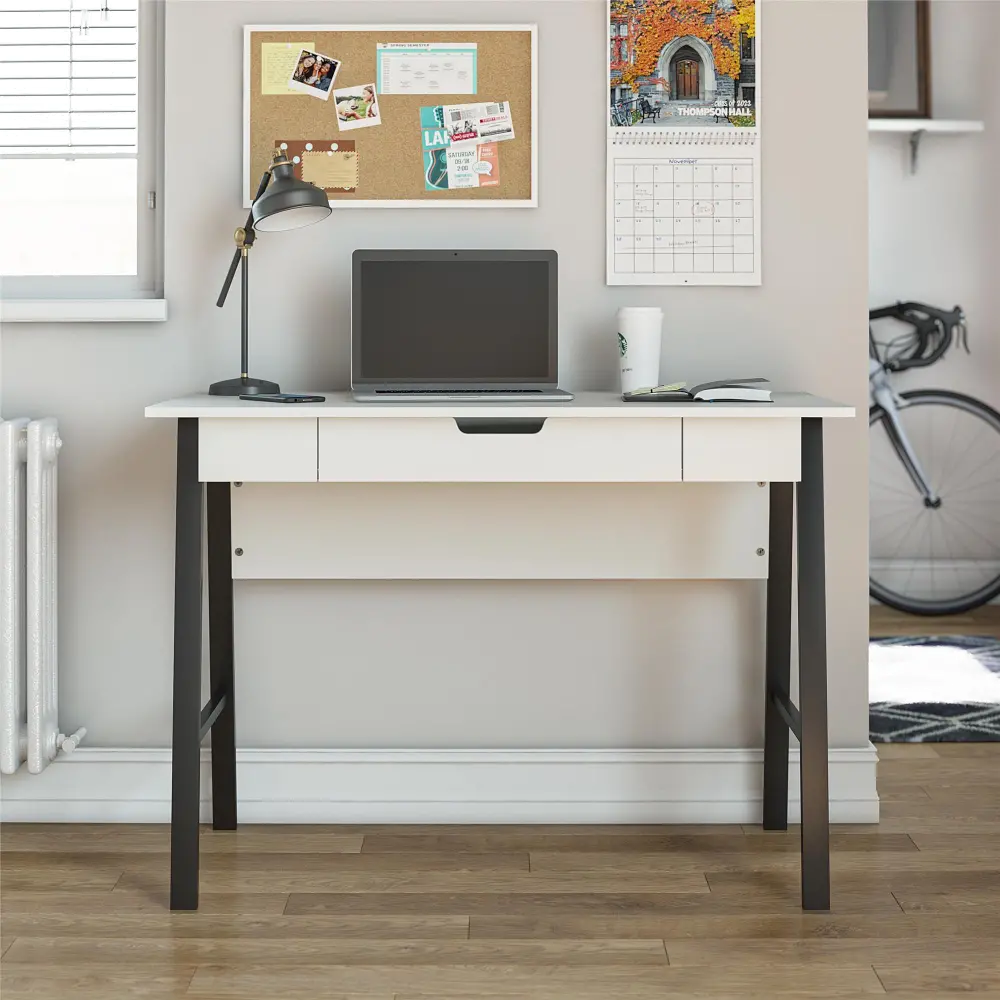Oxford White Computer Desk with Drawer-1