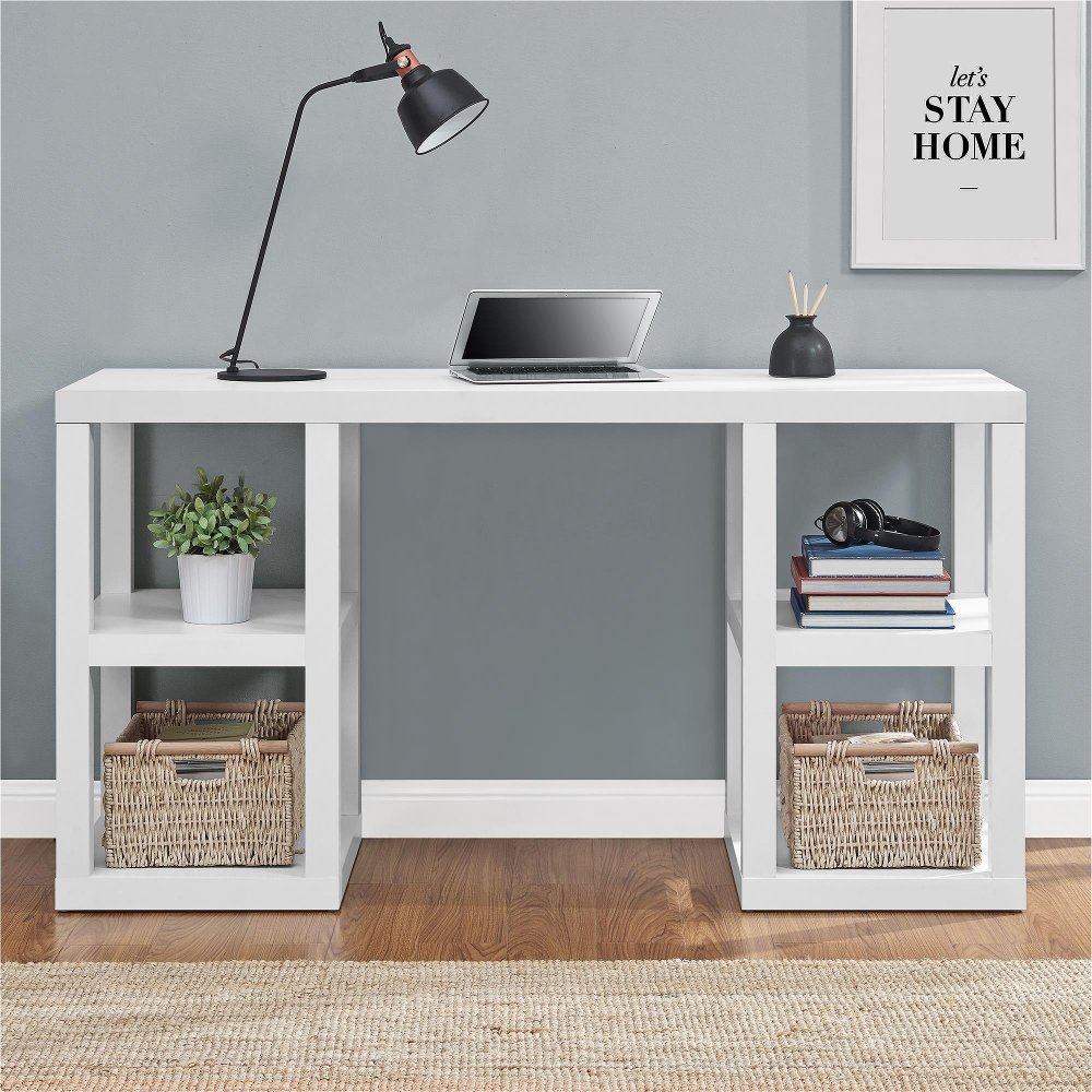 112833772 Parsons White Double Pedestal Computer Desk sku 112833772