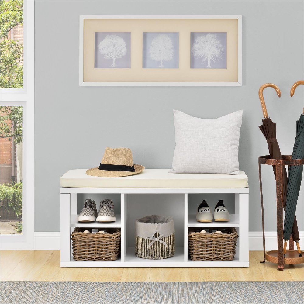 Parsons White Storage Bench