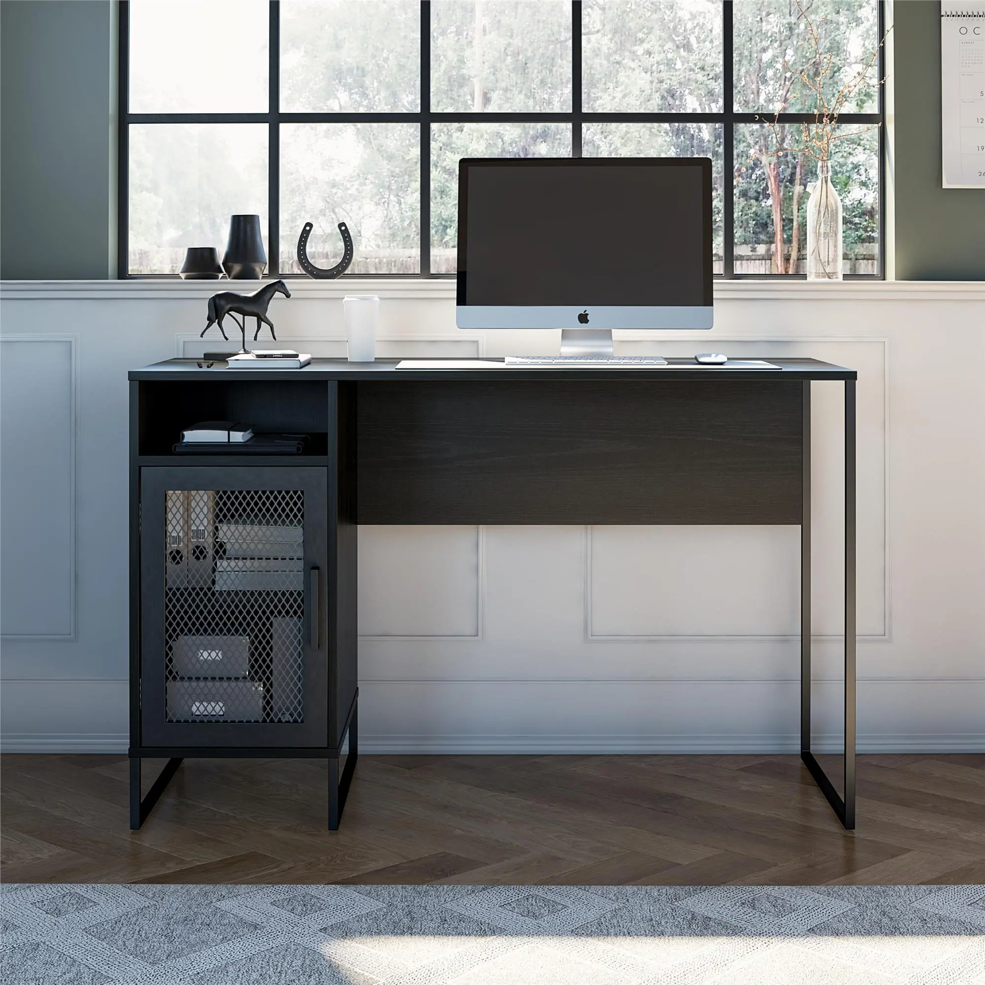 Purdue Black Oak Single Pedestal Computer Desk