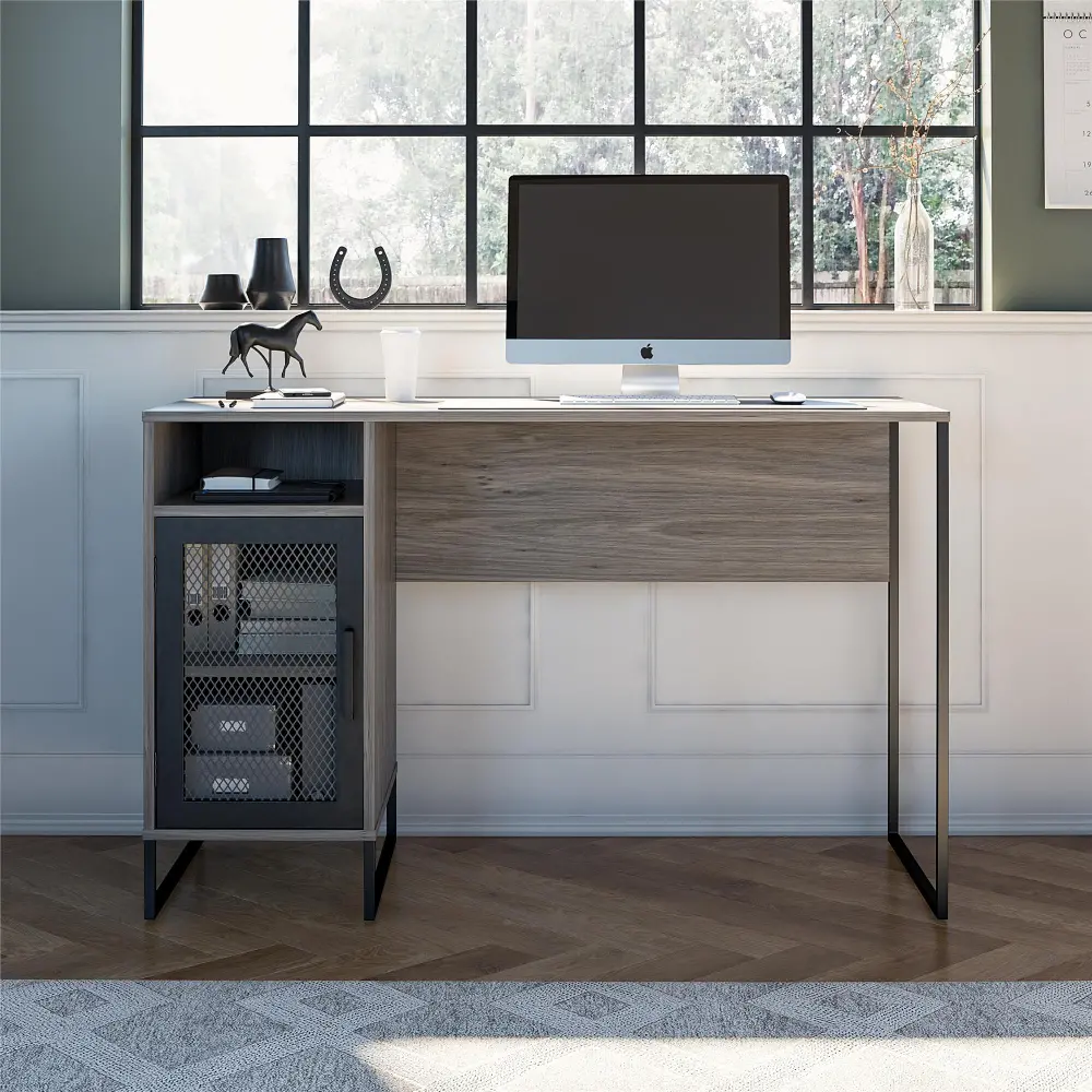 Purdue Gray Oak Single Pedestal Computer Desk-1