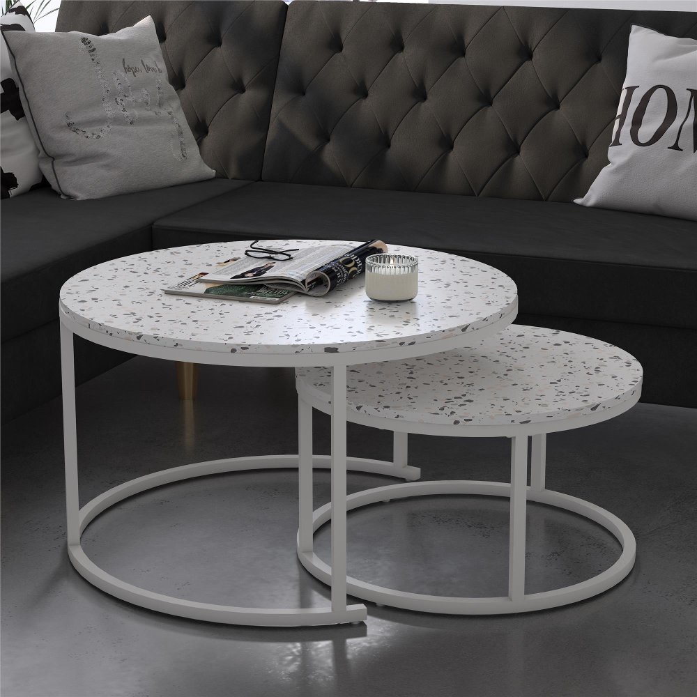 112834272 Amelia Terrazzo Nesting Coffee Tables sku 112834272