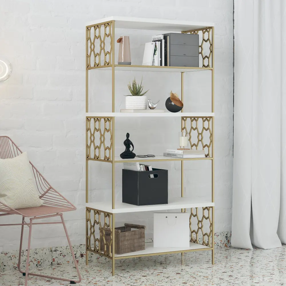 Ella White 5 Shelf Bookcase-1