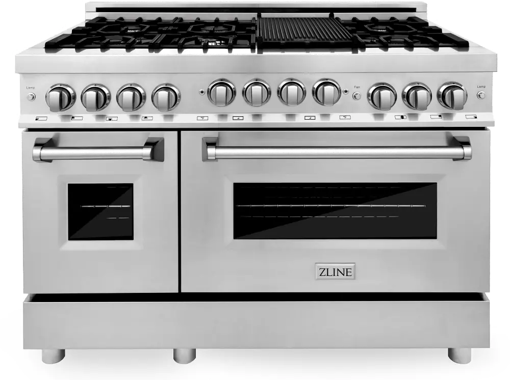 RG48 ZLINE 6 cu ft Gas Double Oven Range - 48 W Stainless Steel-1