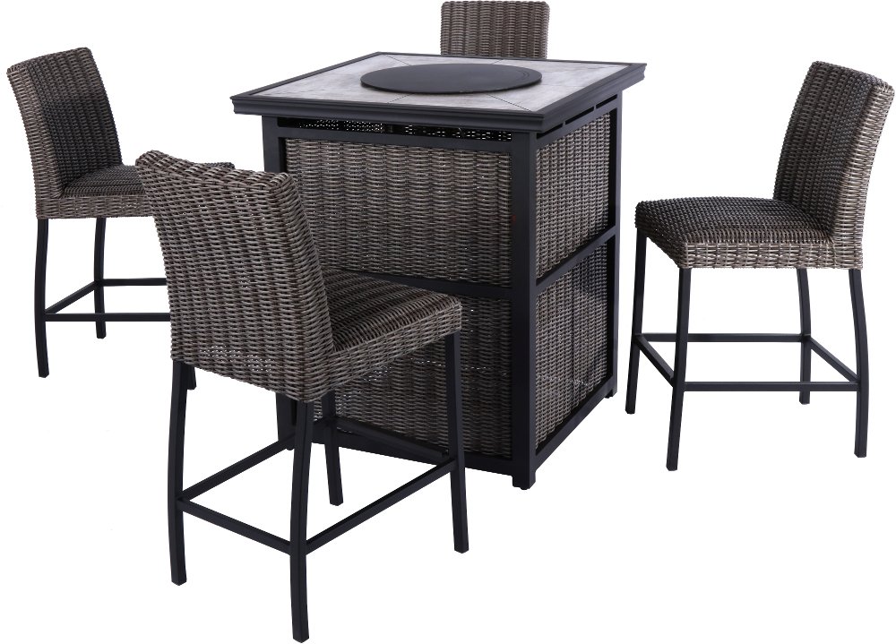 Havana Patio Bar Stool and Firepit Tower Dining Set