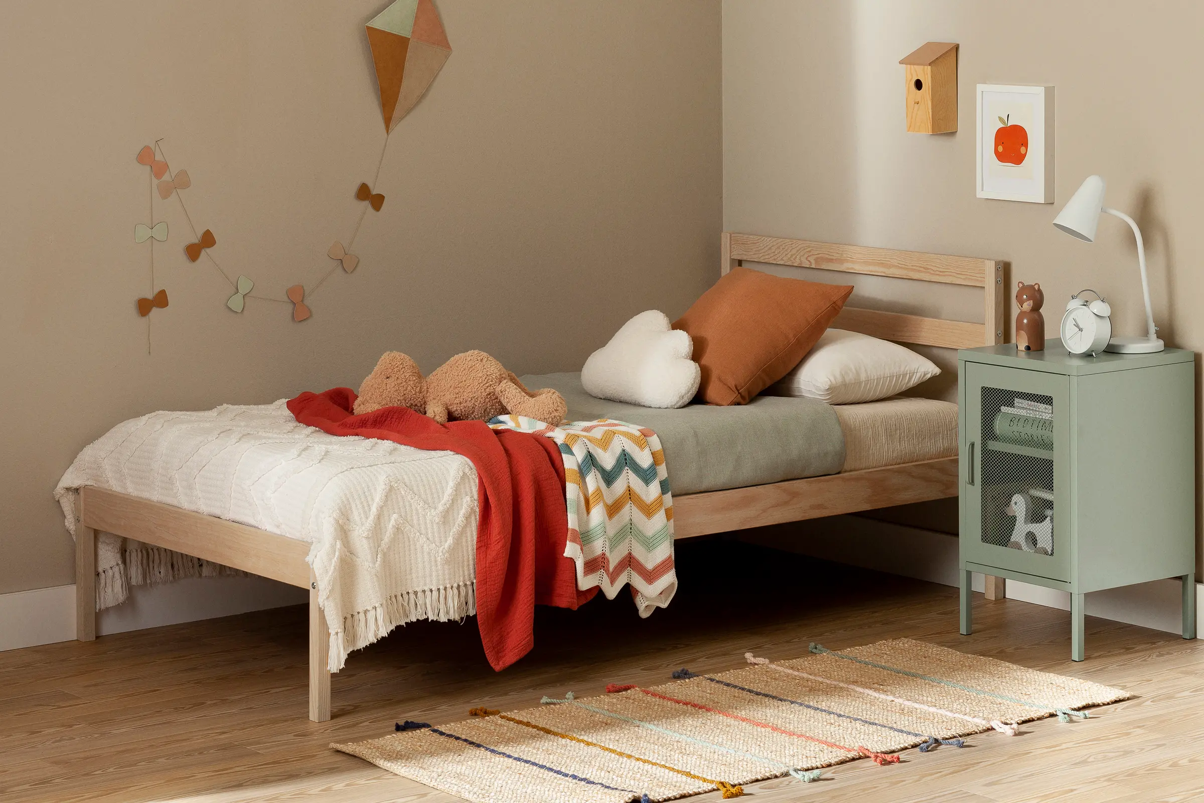Sweedi Natural Twin Wooden Bed - South Shore