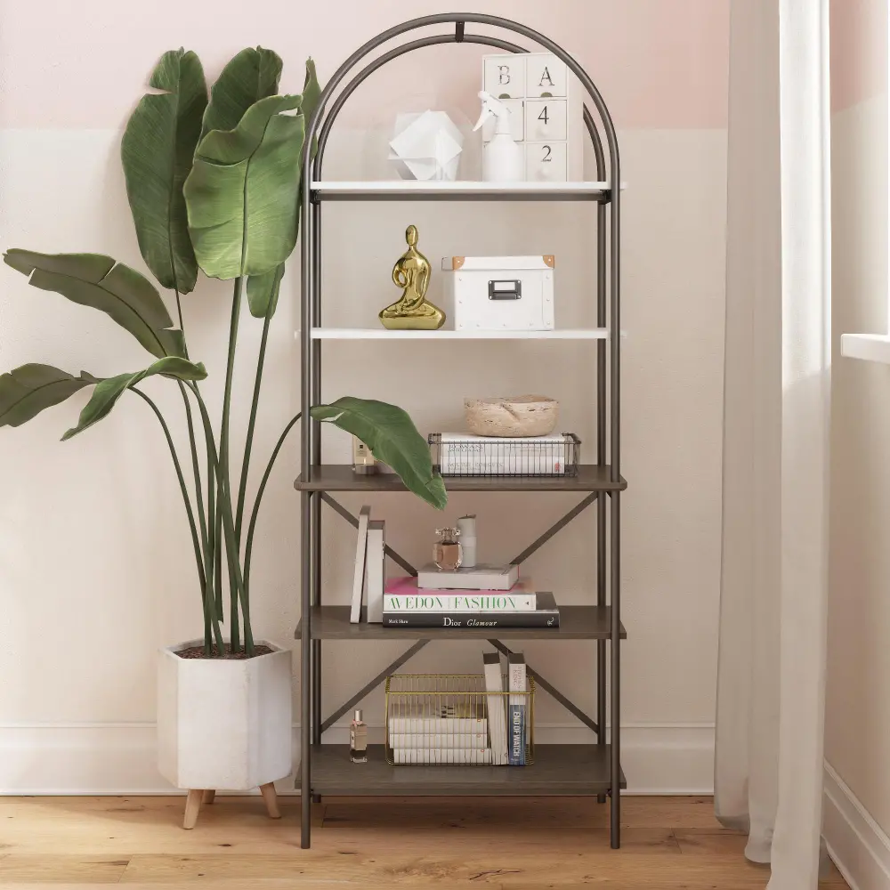 Vivinne Gray Oak 5 Shelf Bookcase-1