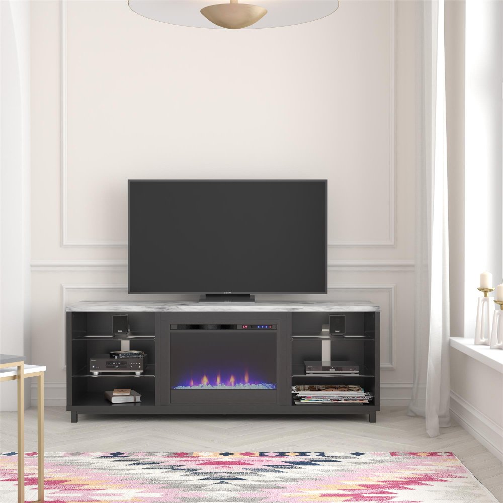 112857655 Westchester Black Fireplace TV Stand sku 112857655