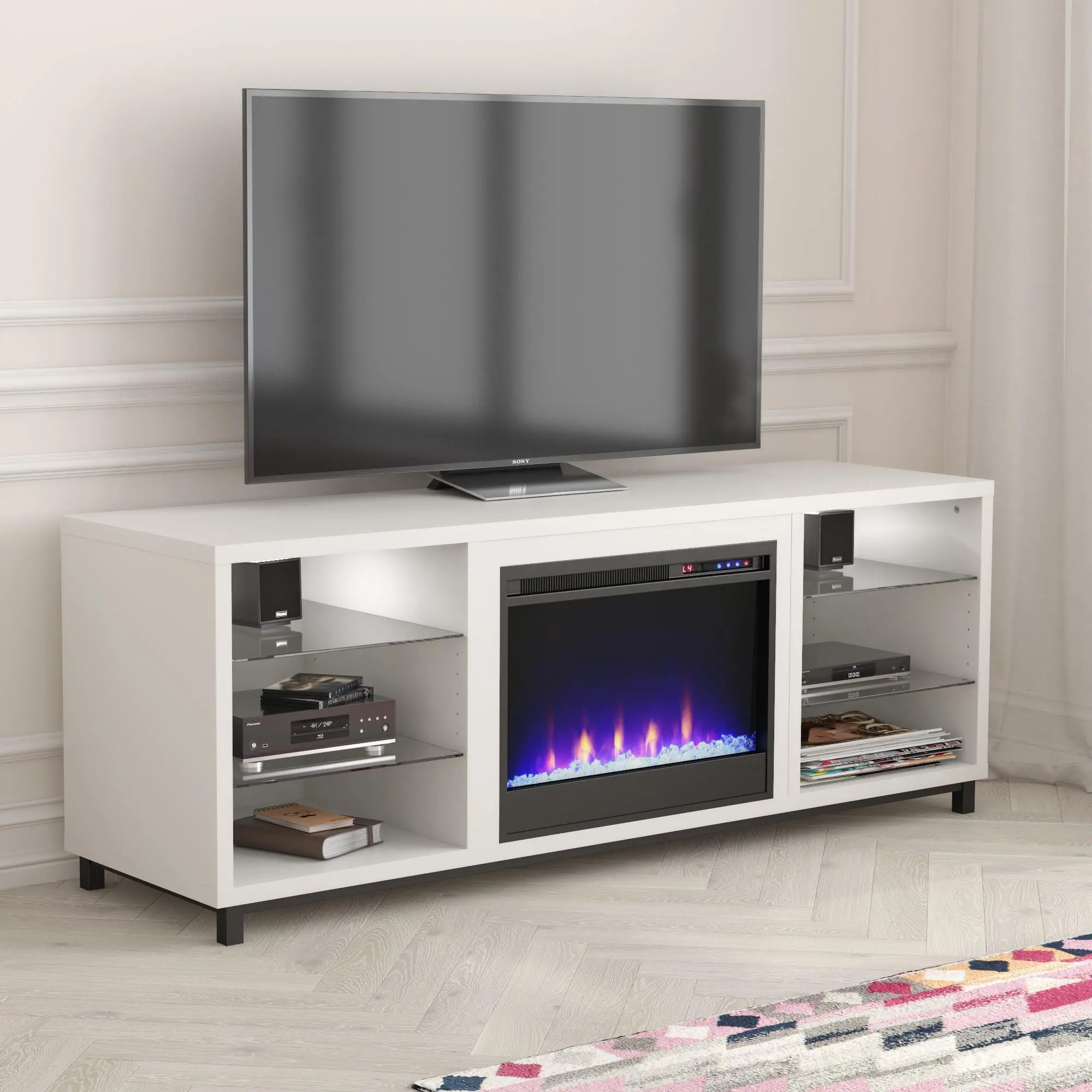 Westchester White Fireplace TV Stand