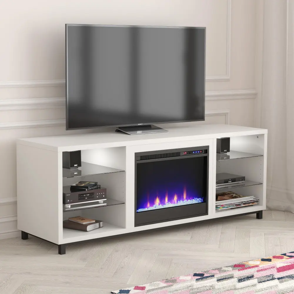 Westchester White Fireplace TV Stand-1