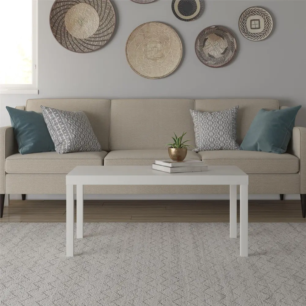 Parsons White Coffee Table-1
