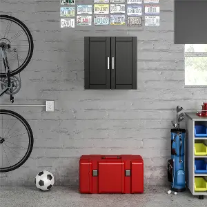 Flex Graphite Gym Cabinet with Yoga Mat Storage