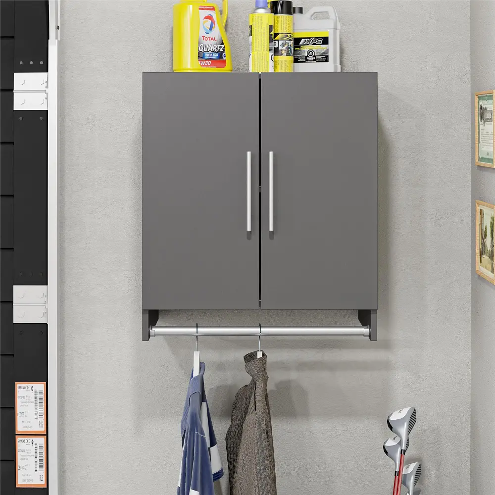 Camberly Graphite Gray Wall Cabinet with Hanging Rod-1