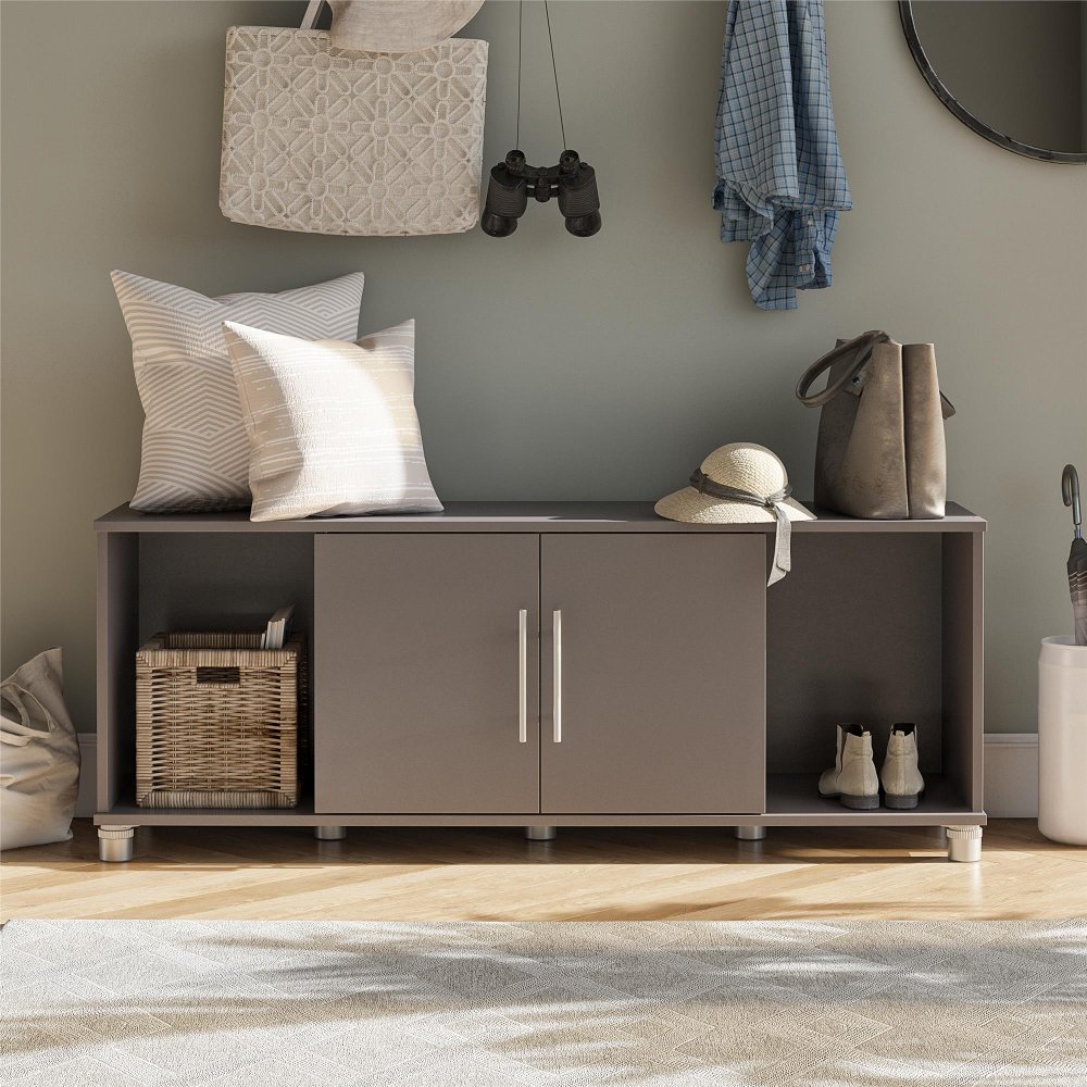 Camberly Graphite Gray Shoe Storage Bench