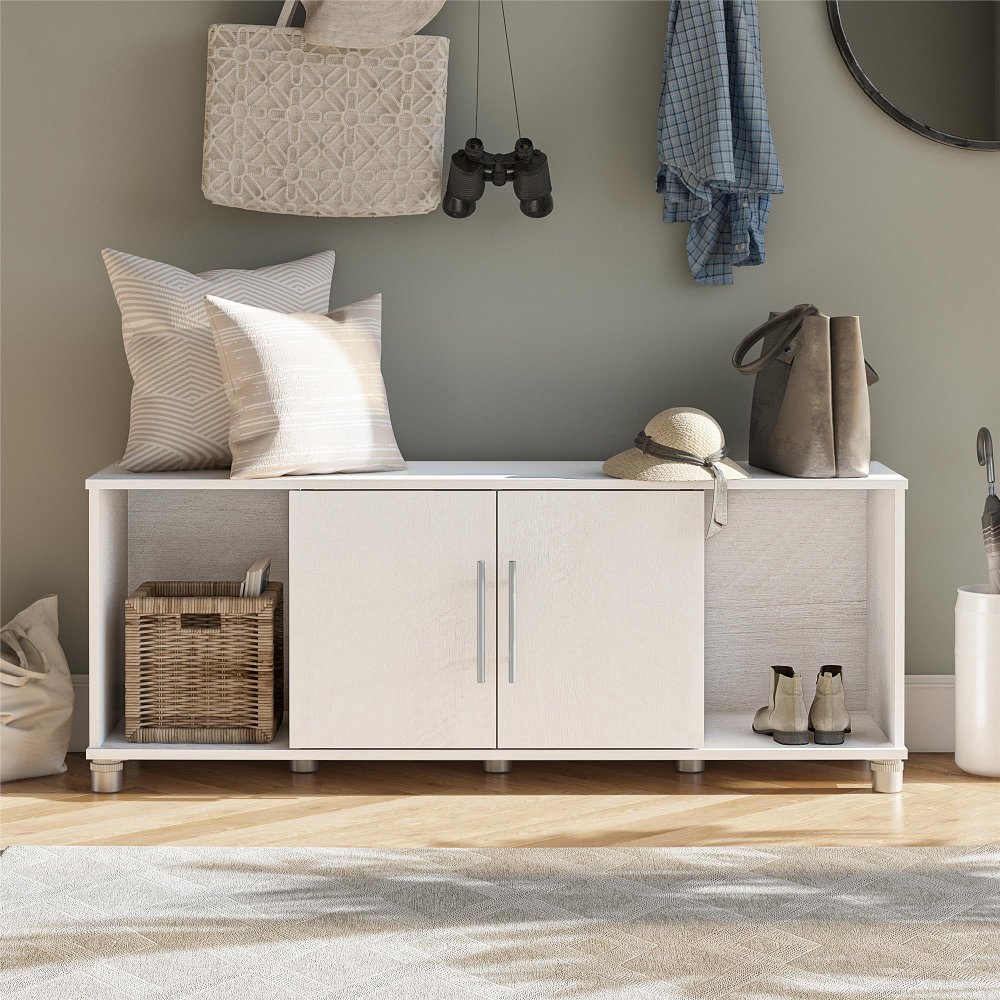 112858589 Camberly Ivory Oak Shoe Storage Bench sku 112858589