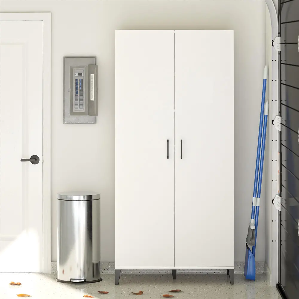 Flex White Tall Storage Cabinet-1