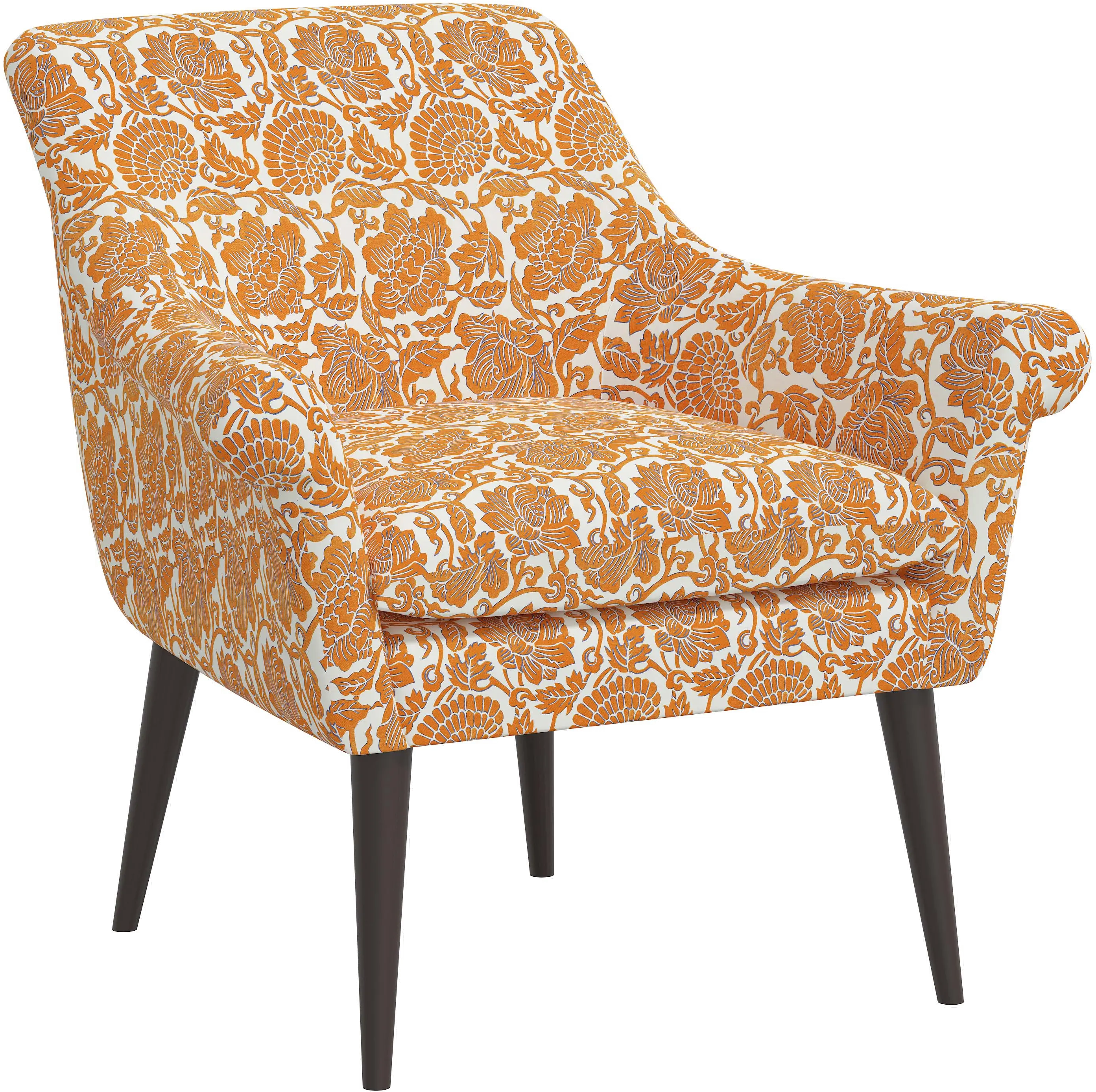 Charlotte Orange Floral Accent Chair - Skyline Furniture