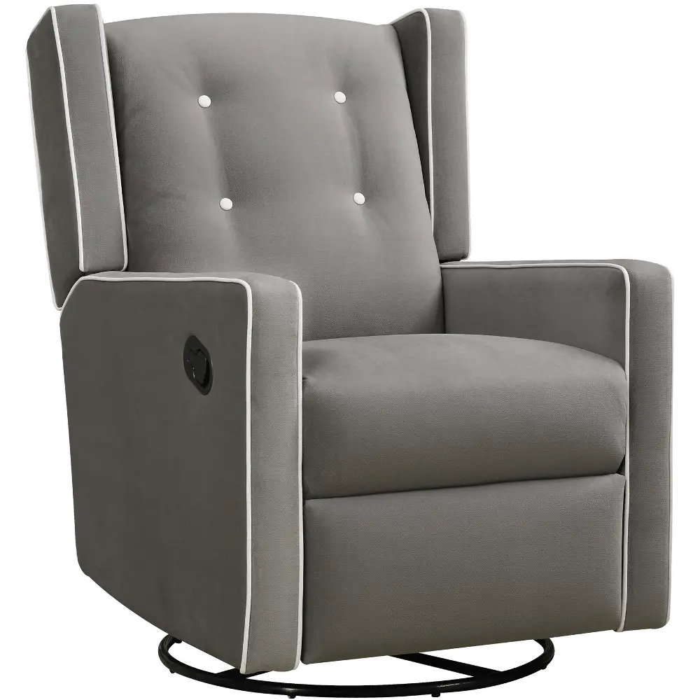 Mariella Gray Nursery Swivel Recliner Chair-1