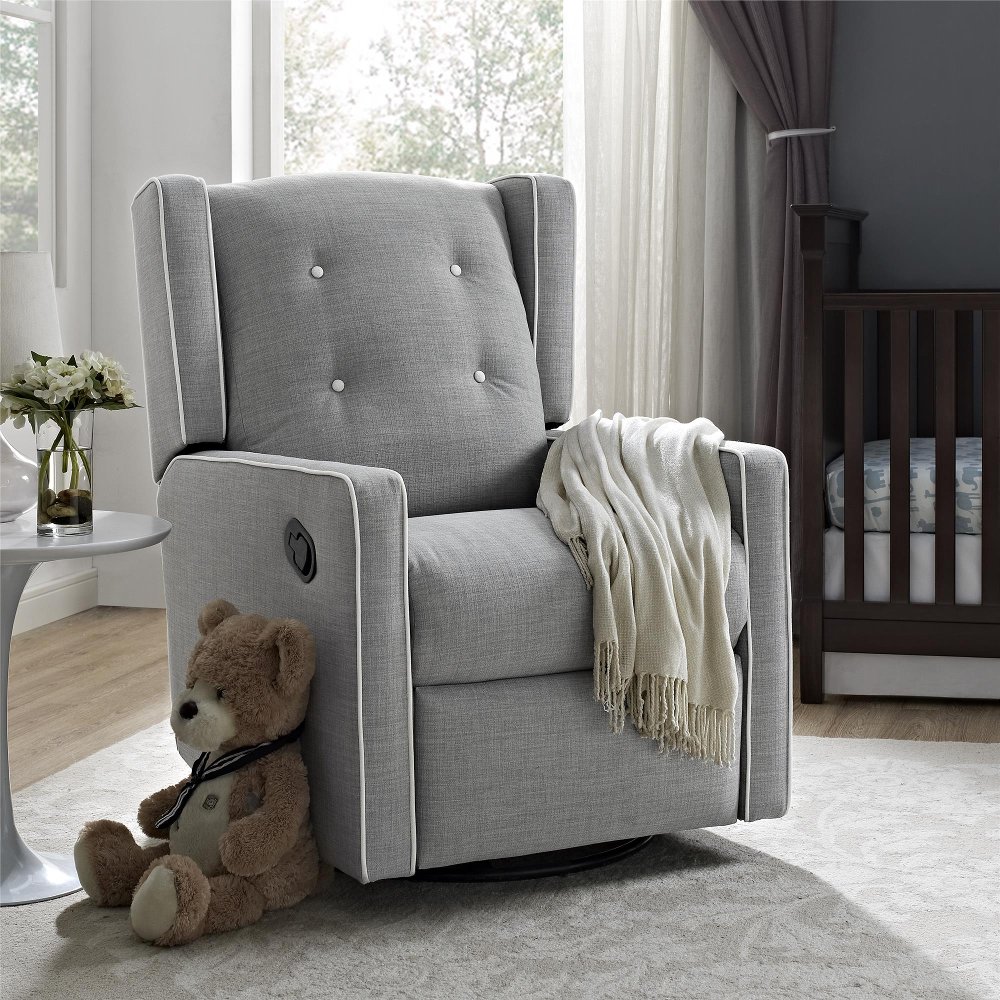 112869718 Mariella Light Gray Nursery Swivel Recliner sku 112869718