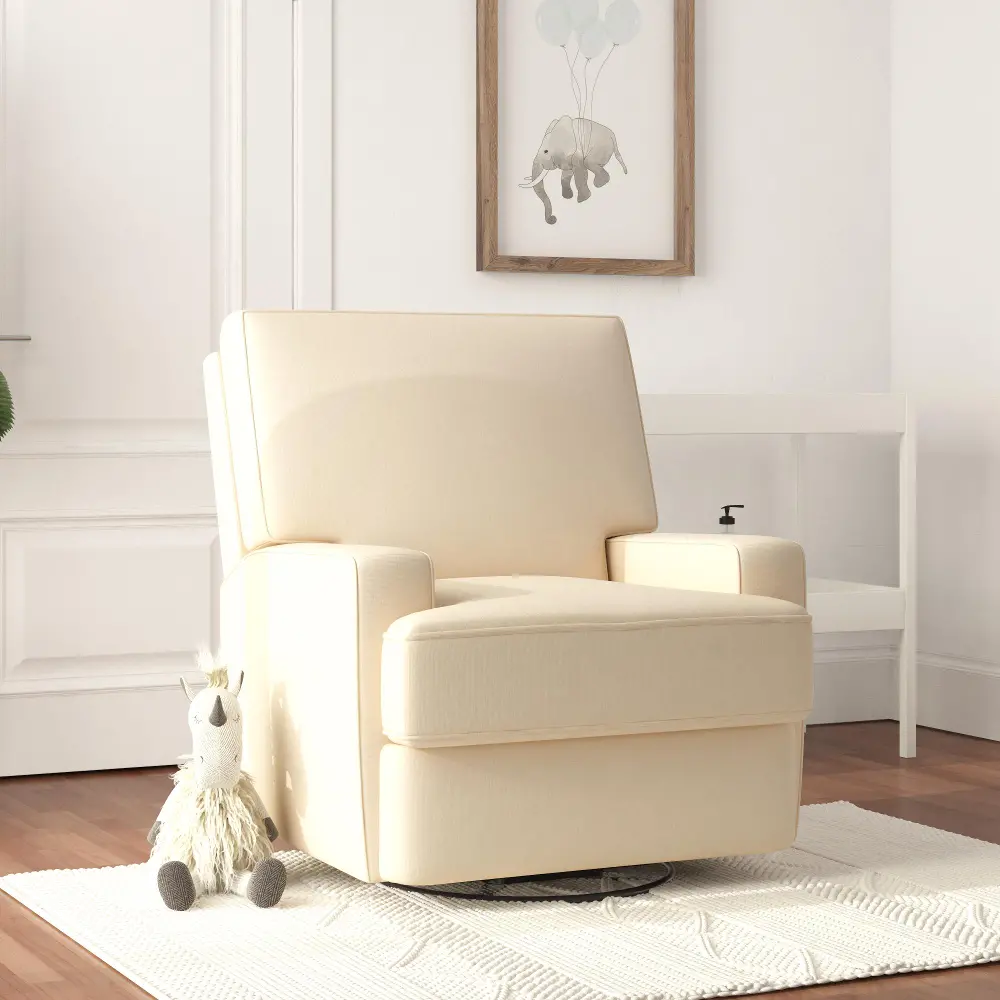 Rufus Beige Nursery Swivel Recliner-1