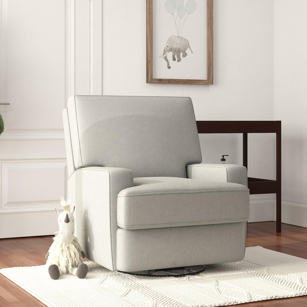 112869777 Rufus Gray Nursery Swivel Recliner sku 112869777