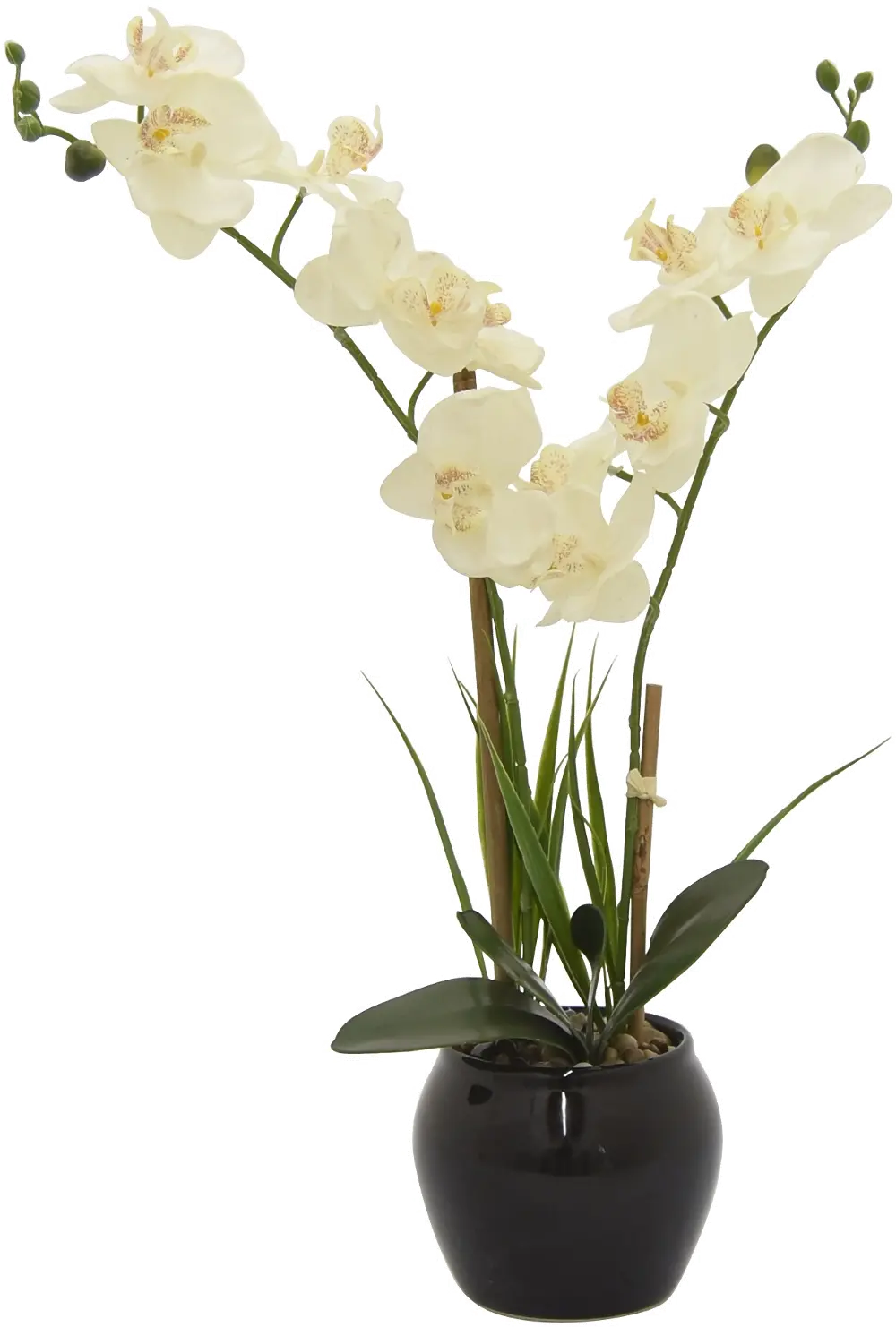 White Faux Orchid Flower in Pot-1