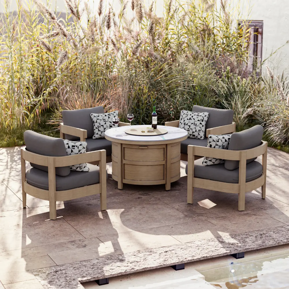 5PC/SONATA/FRPT/4CHR Sonata Patio 5 Piece Firepit Dining Set-2