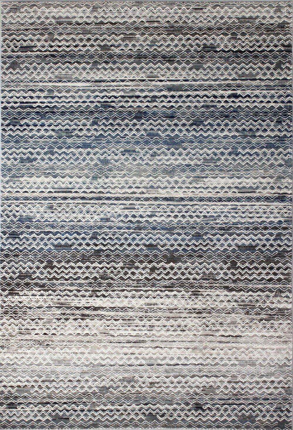 Lacey Gray and Blue Geometric 8 x 10 Area Rug