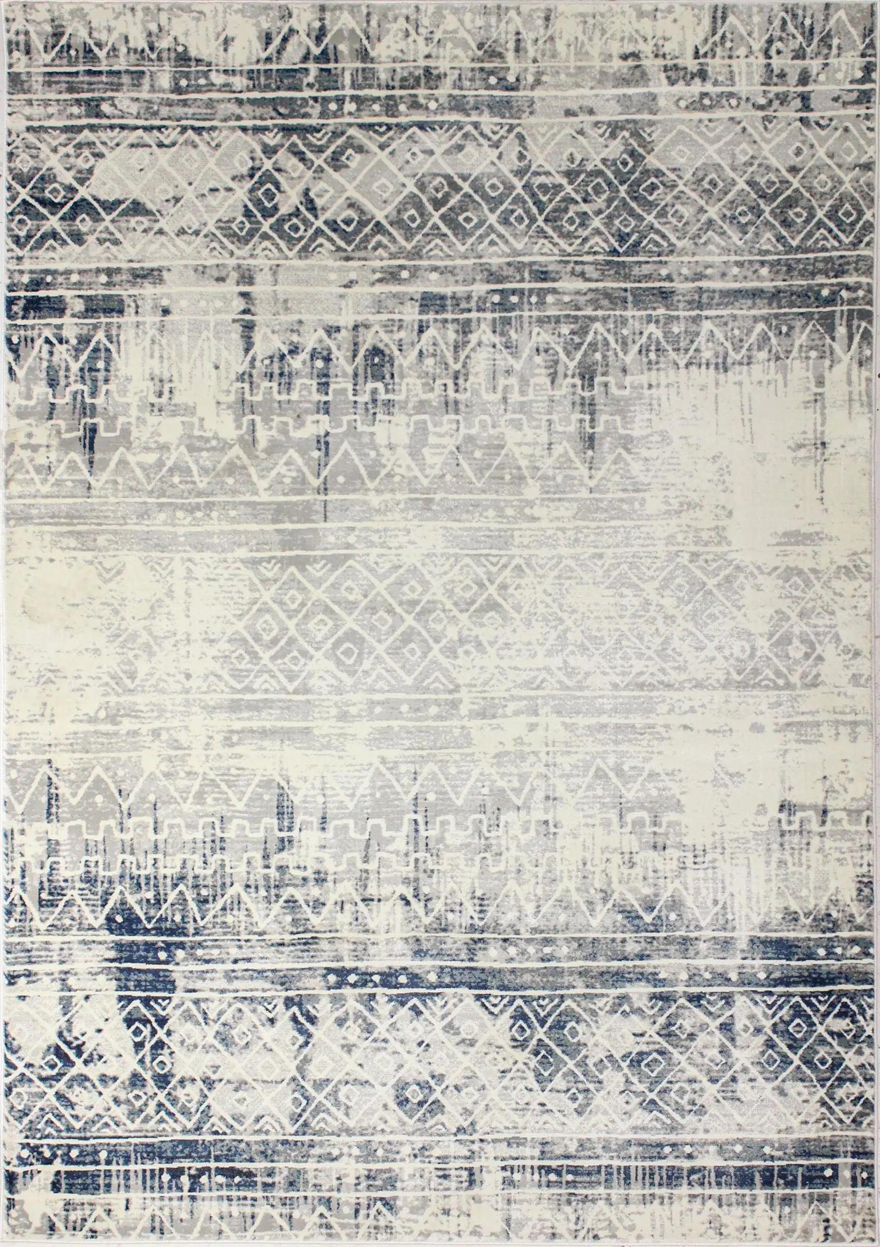 Livia Blue and Gray Bohemian 8 Foot Runner Rug