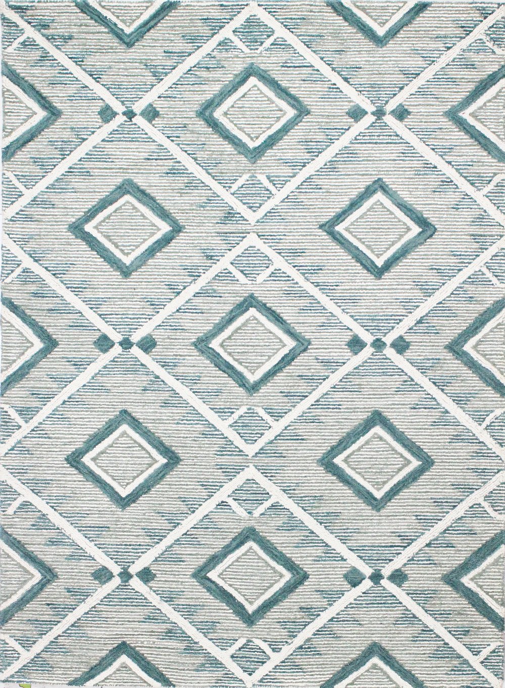 Ember Geometric Teal 8 Foot Runner Rug