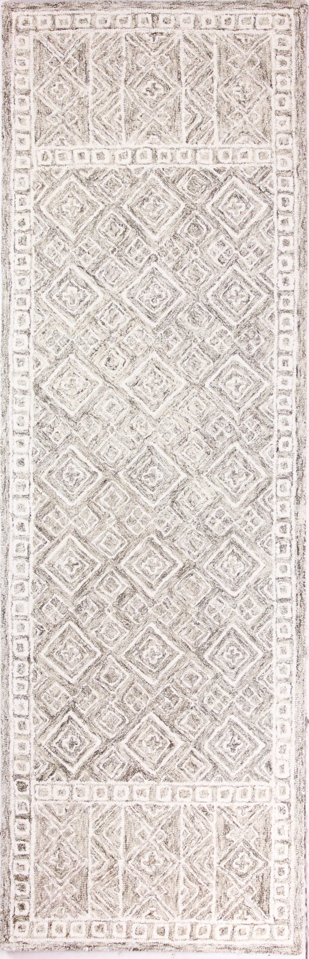 R131-TA-2.6X8-AL119 Nevin Taupe Geometric 8 Foot Runner Rug-1