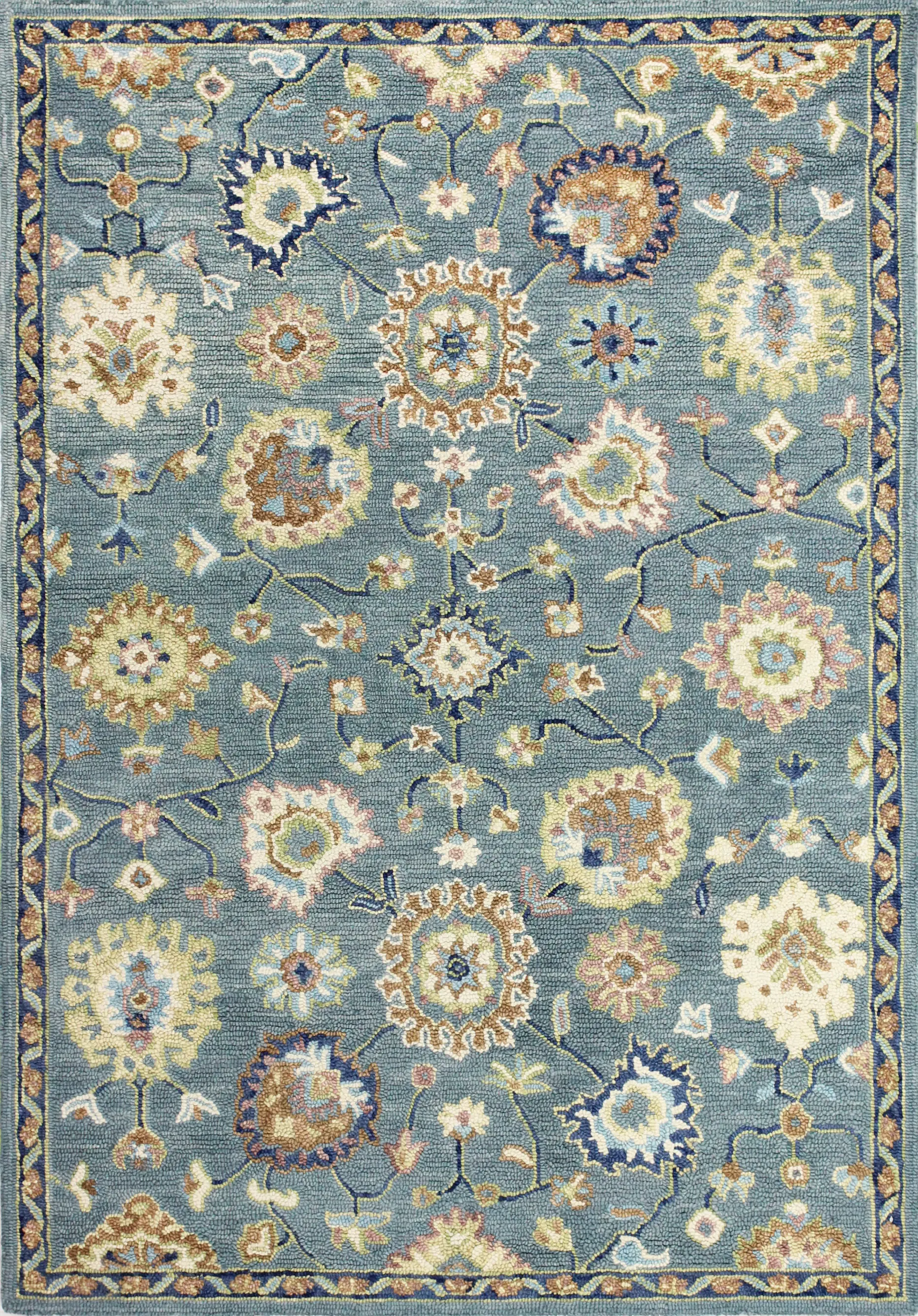 Novalie Floral Teal 4 x 6 Area Rug