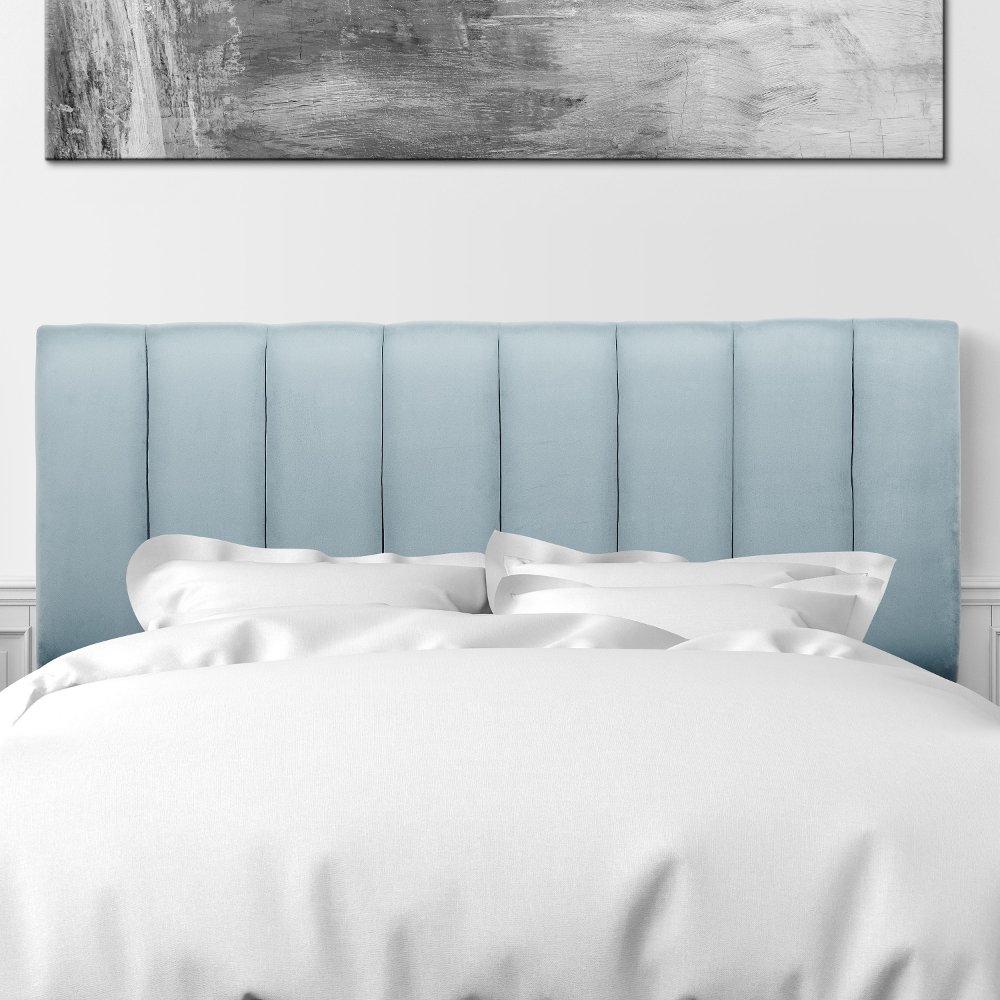 Helena Light Blue Queen Velvet Headboard