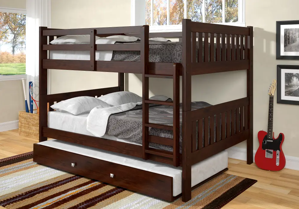 Mission Cappuccino Full-over-Full Bunk Bed with Trundle-1