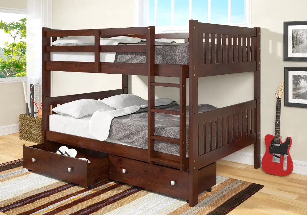 Mission Cappuccino Full-over-Full Bunk Bed with Drawers-1